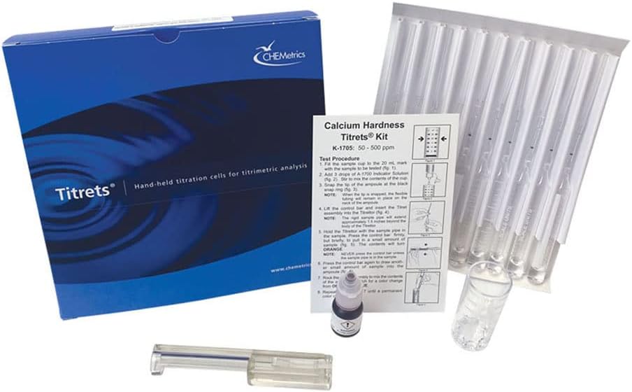 CHEMetrics K-1705 Hardness (Calcium) Titrets Kit, Range: 50-500 ppm
