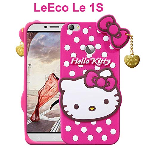 Image of Unirock Hello Kitty Back Case Cover for LeEco Le 1S| 3D Cute Hello Kitty Case |Soft Silicone Rubber Back Cover with Pendant Kitty Cover for LeEco Le 1S (Pink)