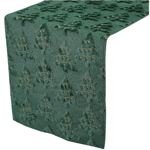 Chemin de table Noël fausse fourrure verte pour table chaleureuse - 2