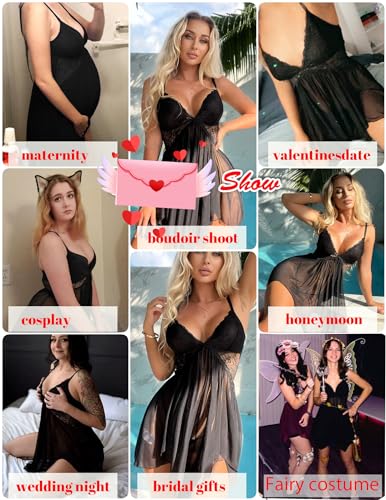 Image of Avidlove Women Lingerie Lace Babydoll V Neck Sexy Sleepwear Strap Chemise