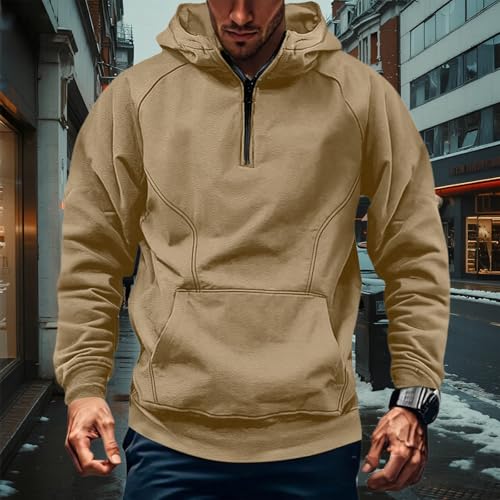 GOFULY Quarter Zip Hoodie Men Lightweight Fleece Tactical Sweatshirts Fashion Fall Daily Casual Pullover Hoodie With Pockets2