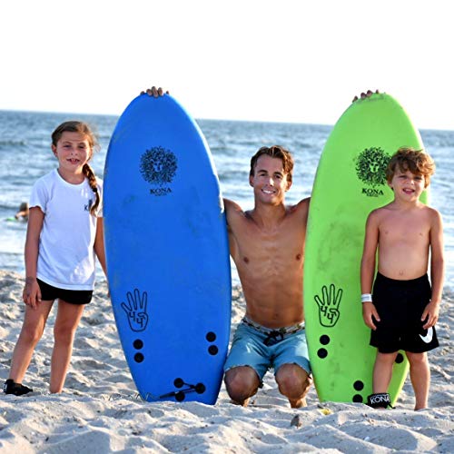 Kona Surf Co. The 4-4 Surfboard For Beginners Kids And Adults - Soft Top Foam Surfboards For Beach – Surf As A Boogie Board Bodyboard Or Softboard - Includes Fins And Leash In Light Blue Sz:4Ft 4In #TOP1
