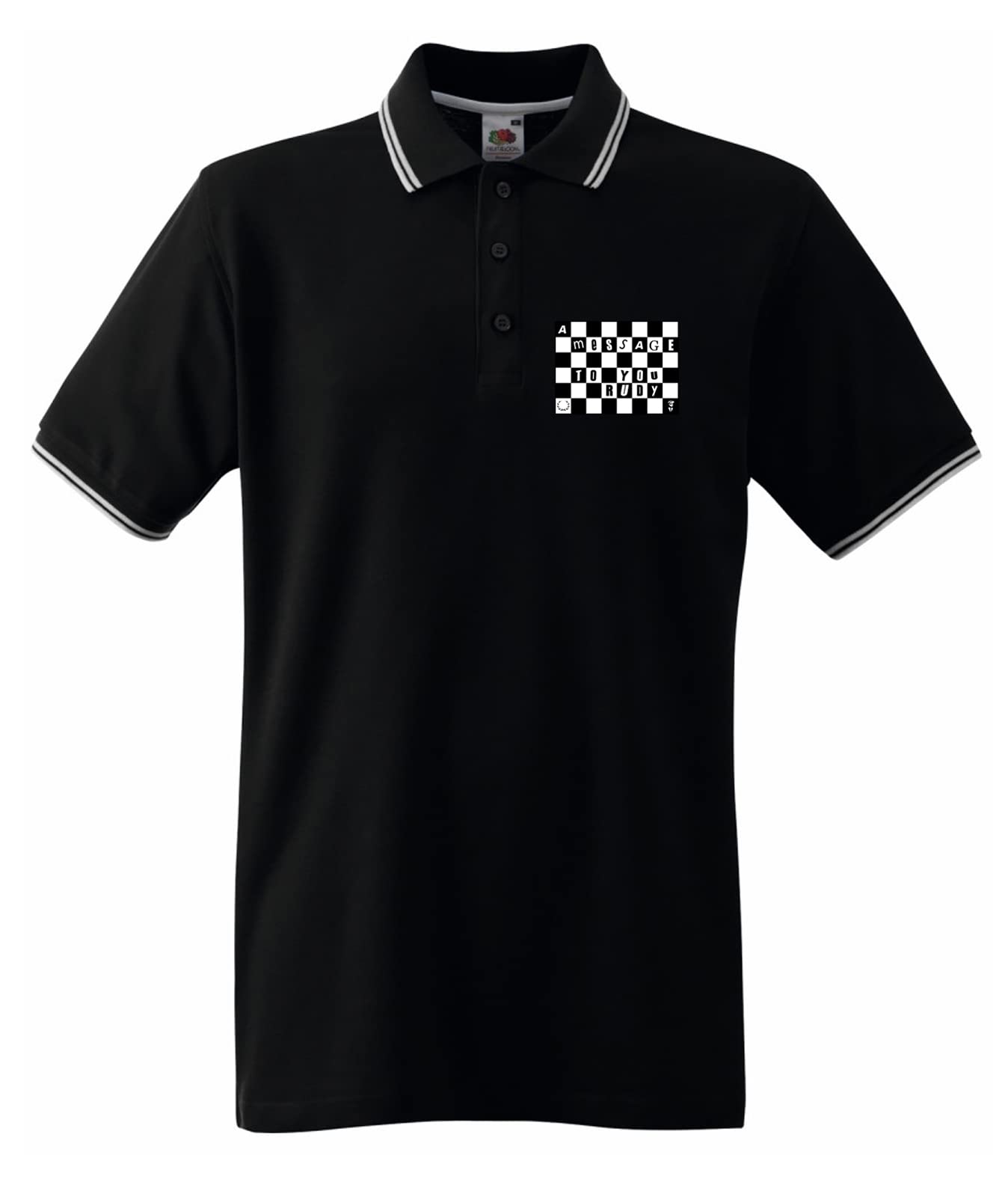 Tribal T-Shirts Men's Black A Message To You Rudy 'S Ska Tipped Polo Shirt (Medium, )