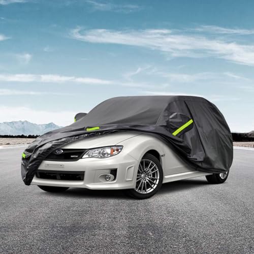 Image of Kaugung 7 Layers Car Cover Custom Fit Subaru Impreza Hatchback from 1992 to 2025, Waterproof Car Cover All Weather for Automobiles Outdoor Indoor with Zipper Door, Sun Rain Dust Snow Protection.Black