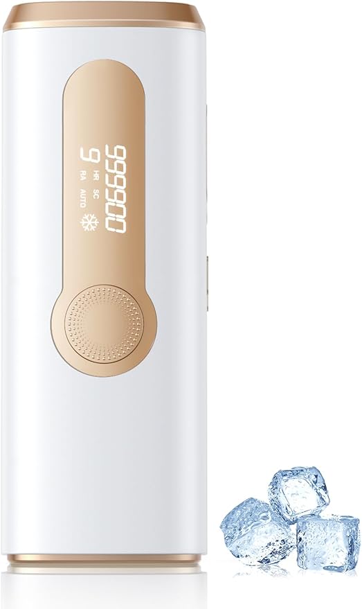 Haarlosy Epilatore Luce Pulsata con Ghiaccio - 3 IN 1 IPL Epilatore Laser per Donna e Uomo, 9 Livelli di Energia Regolabile Adatto a Corpo, Viso, Ascelle, Gambe Sensibili OPI03