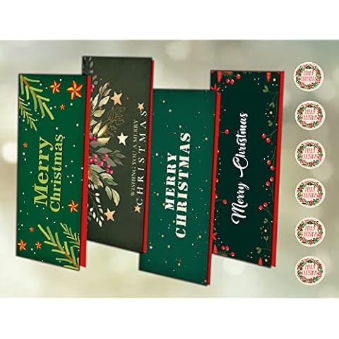 Giftinghouse Christmas money wallet and envelopes for cash gifts 4/12/24 pcs - Xmas Greeting Cards pack - Elegant luxury, eco-friendly for family, friends (4 money wallet with envelopes) Cover