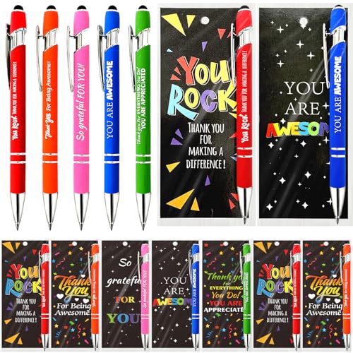 60 Sets Employee Appreciation Gifts Pens Bulk Staff Thank You Gifts with Bookmarks Favors Items Black Ink Ballpoint Pen Inspirational for Collegue Party Guests Her Him Women Men Friends