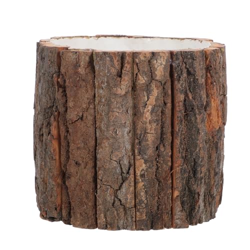 Artibetter Fioriera in Legno Rustico Con Ceppo D'Albero Traspirante Vaso Per Piante Interno Ed Esterno 6.69X6.69X5.91In Supporto Naturale Per Radici Sane E Decorazioni Campestri