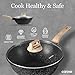 CAROTE Non Stick Wok with Lid 12''/5.3QT Woks & Stir-fry Pans Nonstick Granite Wok Pan Induction Cookware Deep Frying Pan, Compatible with All Stovetops
