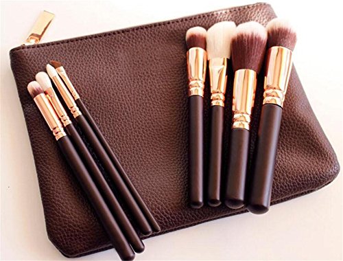 V smile 8Pcs / Set Pro Set de cepillo de Rosa-oro Cepillos suaves tipo mezclador Kit de pinceles de maquillaje Herramientas de belleza con bolsa de cosméticos