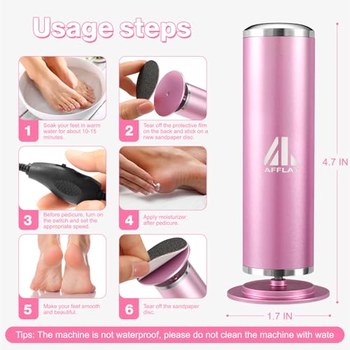 Electric Foot Callus Remover with Adjustable Speed Function (800 RPM),Professional Electric Foot File with 60 Sandpaper Discs,Electric Callus Remover for Feet,Pedicure Tool for Men and Women,Pink - Thumbnail 5