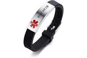 Medical Alert ID Bracelet Laser Engraved WARFARIN Adjustable Wristband for Men Women Emergency First Aid