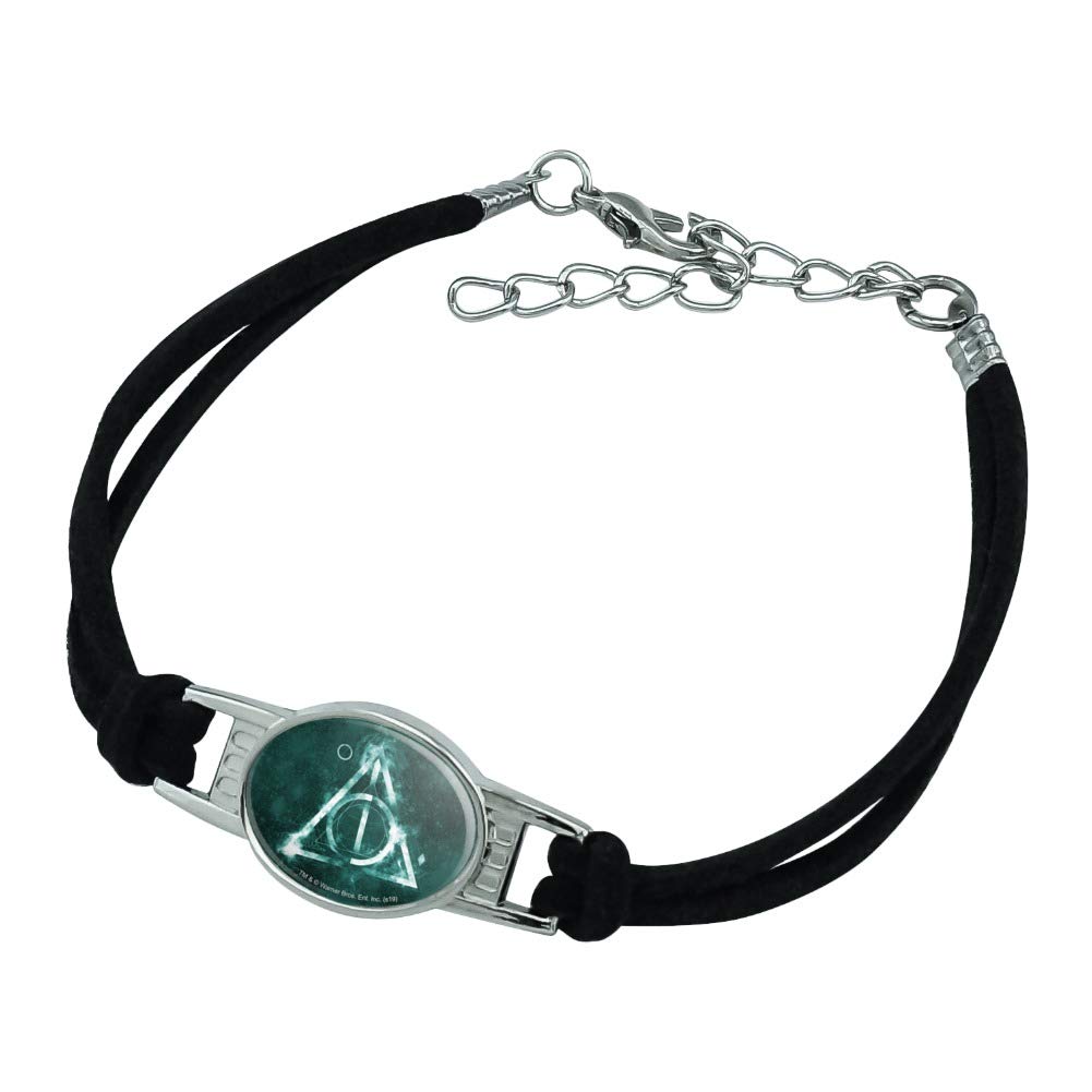GRAPHICS & MOREHarry Potter Deathly Hallows Logo Novelty Suede Leather Metal Bracelet
