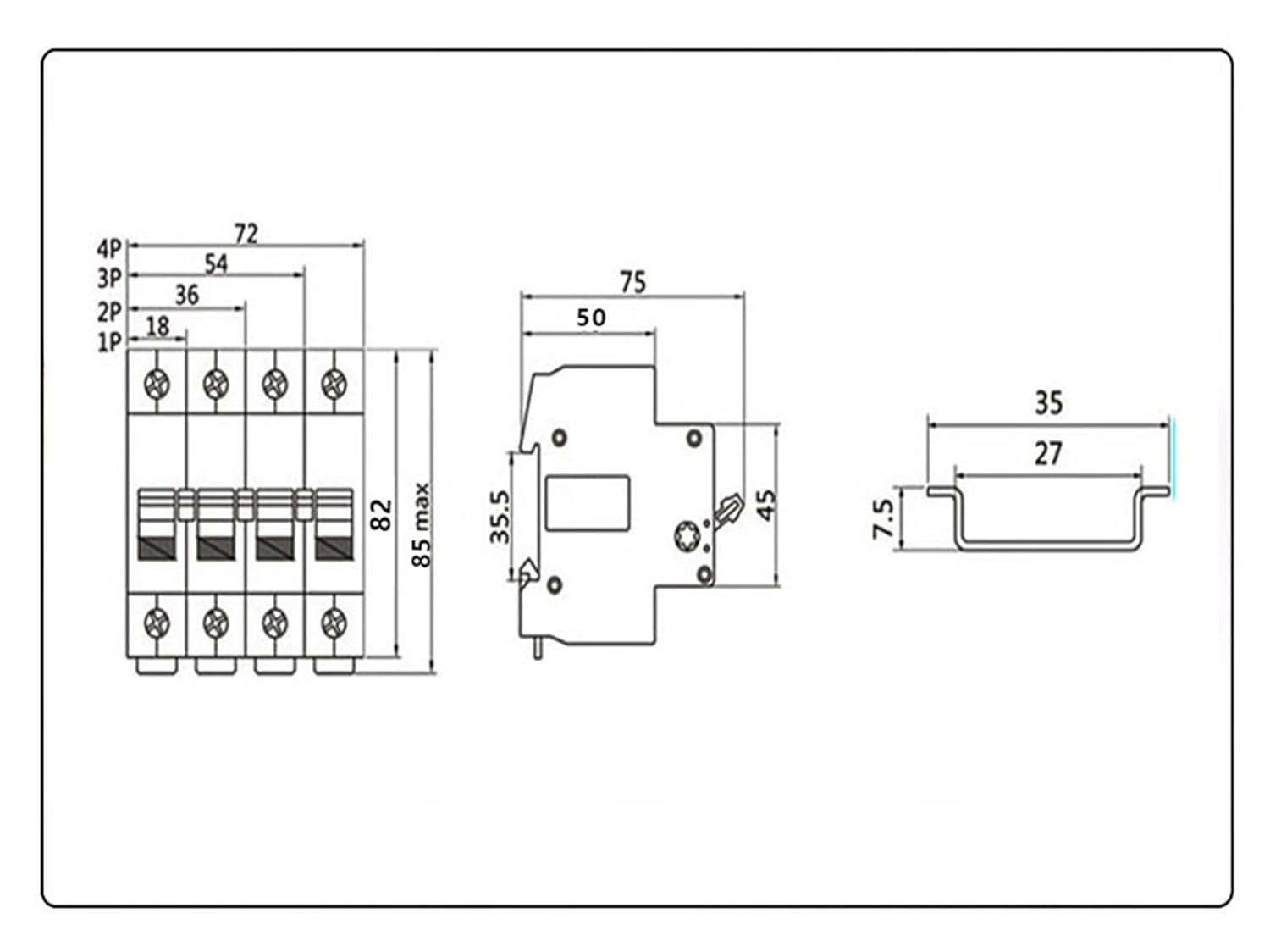 1P 2P 3P 4P Main Switch HL30 Isolating Circuit Breaker Household Function Disconnector Isolator 32A 63A 100A Laser Printing (Color : 3P, Size : 80A)