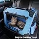 Petprsco Transportbox für Haustiere, weiche Seiten, für Katzen, kleine Hunde, 3-türig, weich, faltbar, mit Gurten für Katzen, Welpen, Reisen, zusammenklappbar, komfortabel, Design tragbar