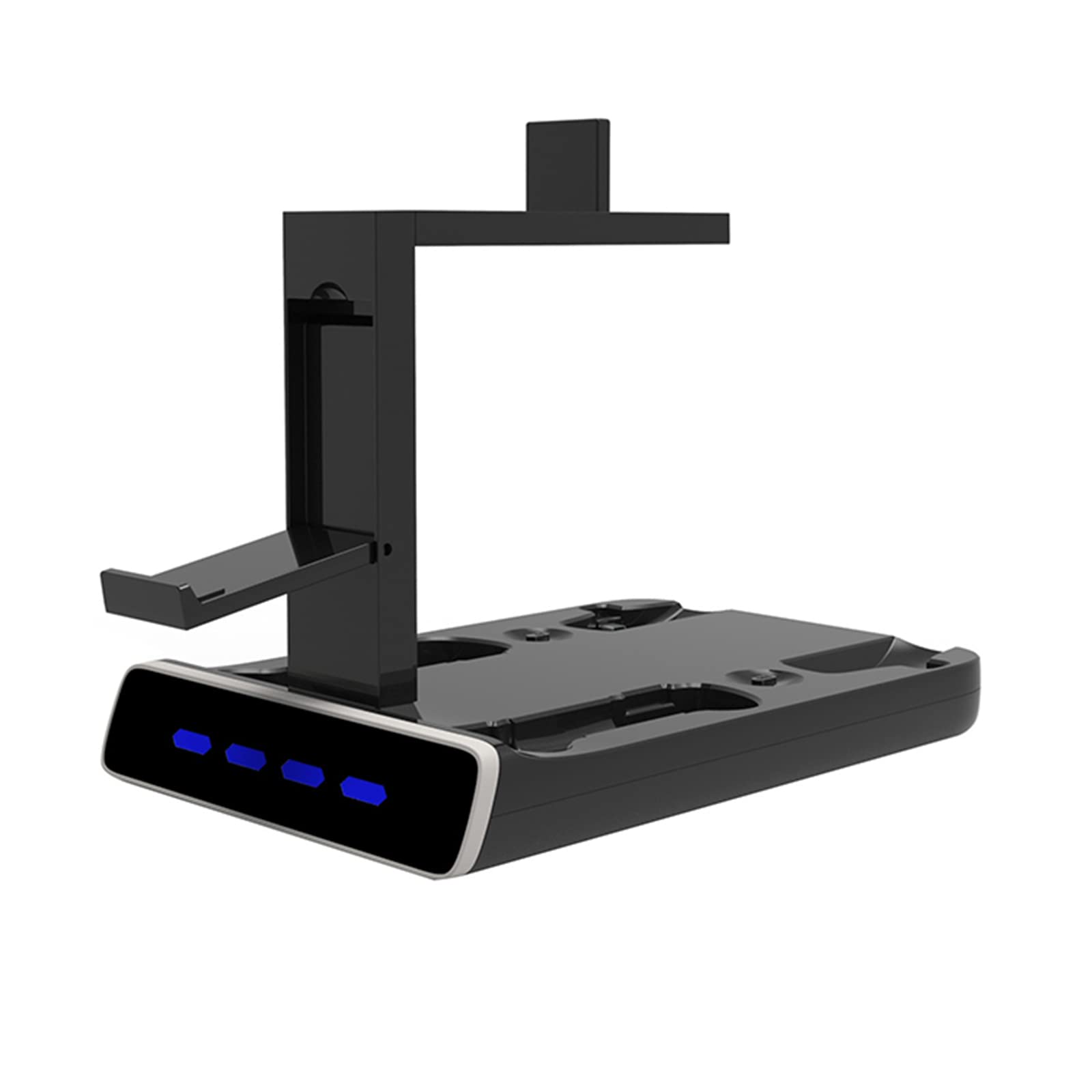 Stazione di ricarica per controller PS VR2/PS5, base per dock di ricarica a 4 maniglie con indicatore luminoso, supporto verticale per cuffie PSVR2 e controller