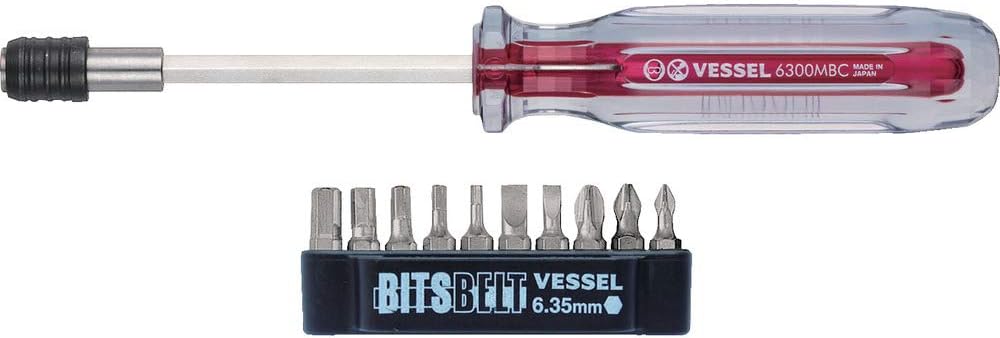 Vessel TD-6310HX Hex Screwdriver Set 10 Bits Included Short Bit Replaceable Type