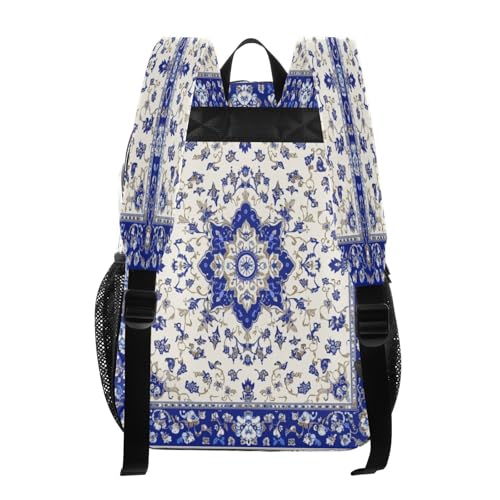 Blue and White Porcelain Foral Clear Backpack - Stadium Approved Large 15.7-inch Waterproof Transparent Bag for Sports, Concerts, Work, Travel#123