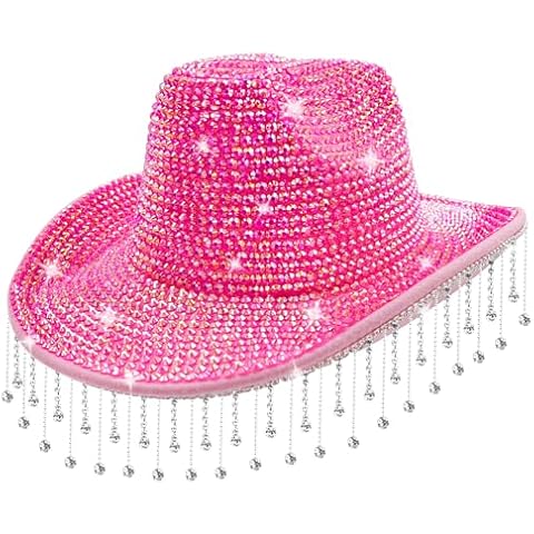 quescu Bridal Cowgirl Hat for Bachelorette Party,Rhinestone White Cowboy Hat for Women Bride To Be Gift,Halloween Costume (Style 10) Cover