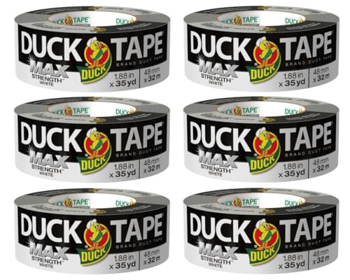 Image of Duck Brand Max Strength Duct Tape, White, 6 Rolls, 1.88 Inch x 35 Yards Each, 240866