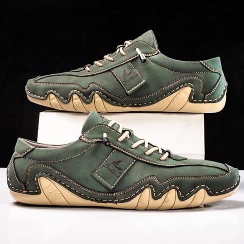 Men's Waterproof Suede Casual Walking Shoes for Hiking Camping & Driving All Season Retro Hand Stitched Round Toe Elastic Lace Up Outdoor Sports Sneakers Comfortable Soft Fashion Sneakers4