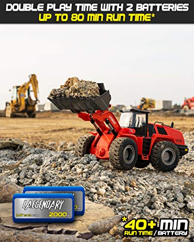Laegendary 1:14 Scale 22 Channel Full Functional Remote Control Front Loader Construction Tractor, Full Metal Bulldozer - Can Dig Up To 3.5Lbs #TOP2