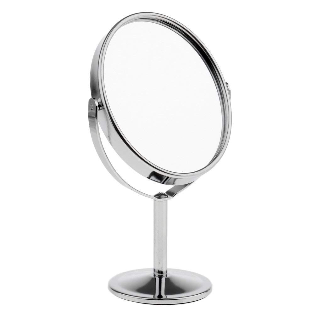 Multi-Purpose Metal Two Sided Vanity Mirror with 5X Magnification Mirror for Makeup, Table, Shaving (1 Pcs)-image-47