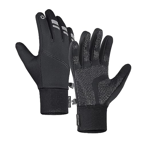 yoofun Guantes de Invierno Ciclismo, Guantes Cálidos de Invierno Pantalla Táctil para Correr, Conducir, Ciclismo, Escalar Hombres y Mujeres (Negro, XL)