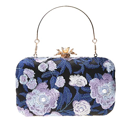 Image of Womens Vintage Floral Embroidery Clutch Evening Handbag Shoulder Bags Purse for Wedding Party Prom
