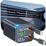 [Apple MFi Certified] Retractable Car Charger USB C, Rombica 120W USB C Car Charger 4 in 1 PD/QC Type C Fast Charging Cigarette Lighter Adapter for iPhone 17/17 Pro/16/15/14/13/12/Galaxy S26/S25/Pixel