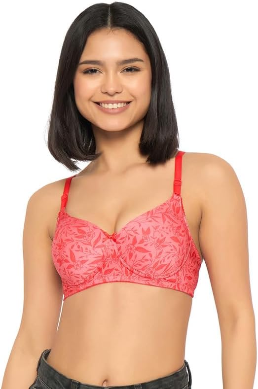 Clovia Women's Polyamide Printed Padded Full Cup Wire Free T-Shirt Bra