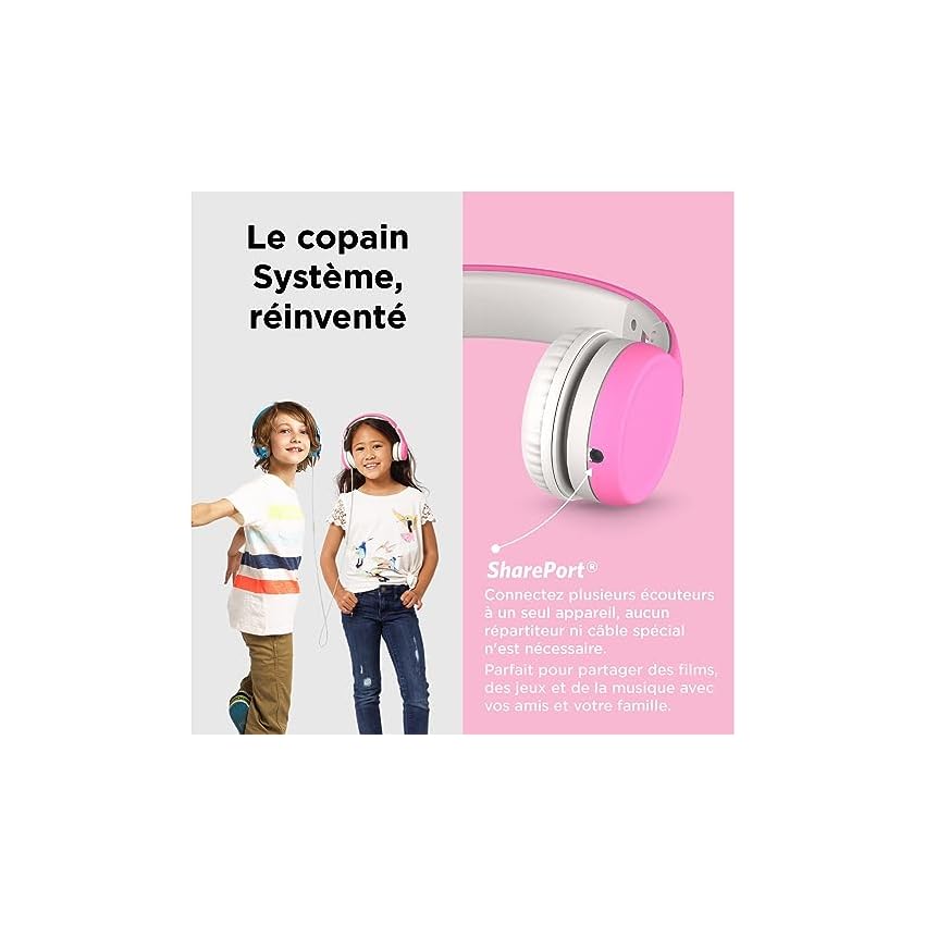 lilgadgets connect+ casque pour filles pour l'école filaire avec microphone, limitation du volume pour une écoute sûre, bandeau réglable, coussinets rembourrés de confort, casque pour l'école, rose