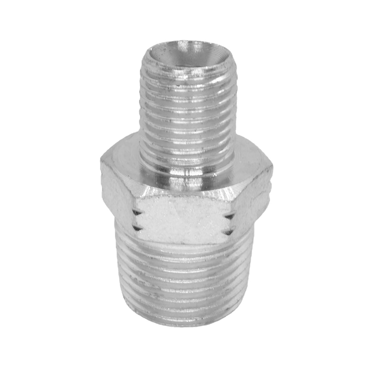 2 Pcs 1/2" x 1/4" Male NPT Hex Nipple Plated Steel Hydraulic Fitting Adapter
