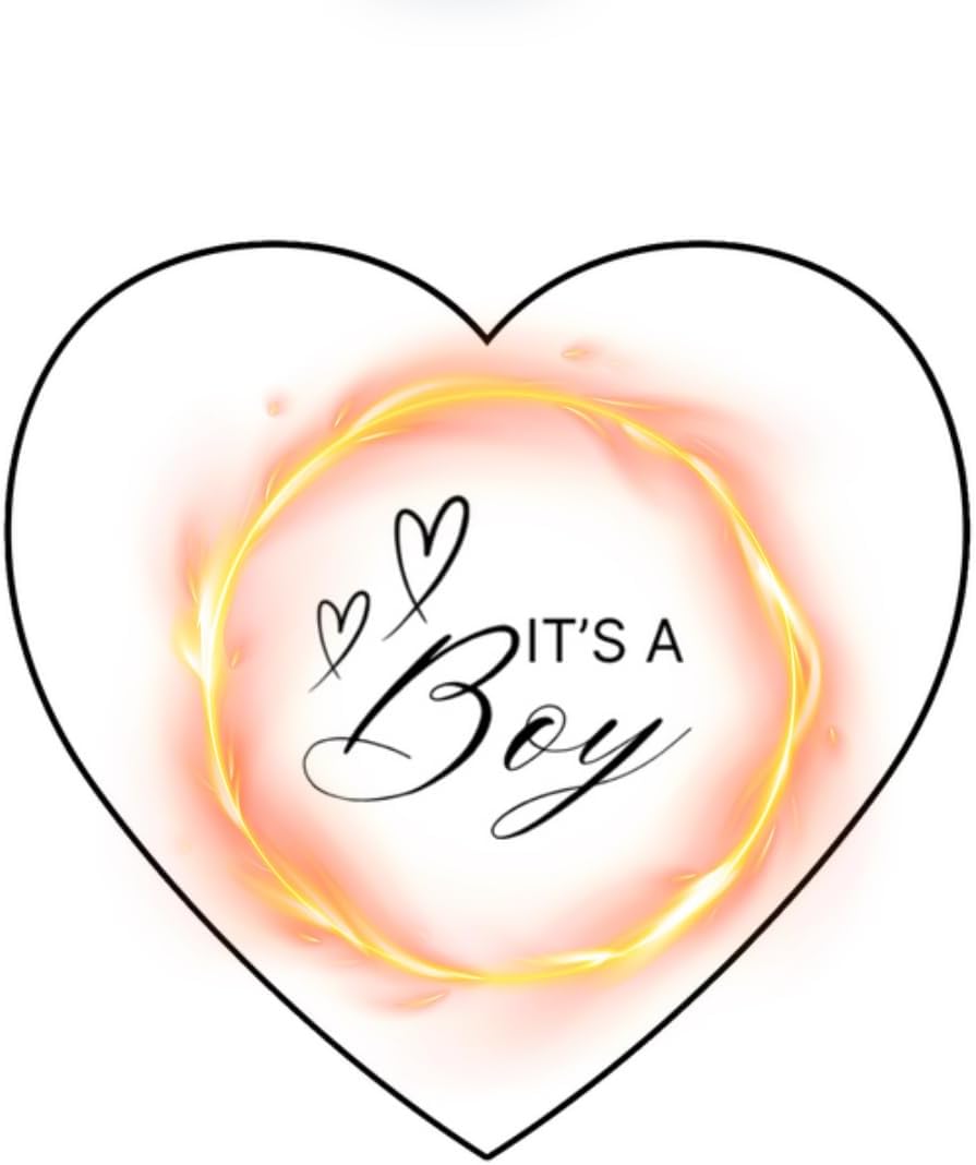 gender reveal burn away heart cake, boy or girl edible topper (8'')