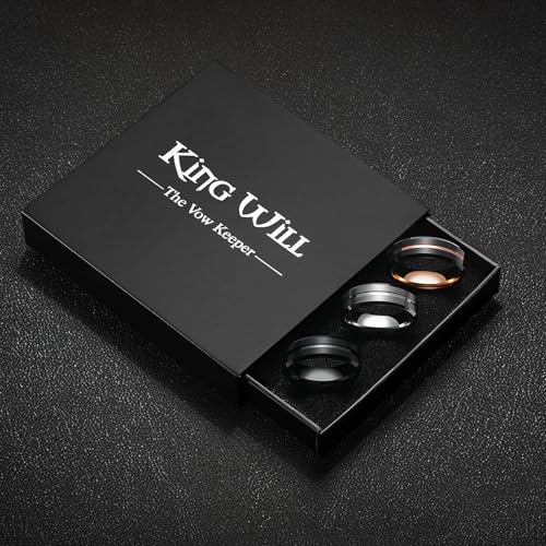 Image of King Will Tungsten Carbide Wedding Band for Men Women-6 /8 /10mm Width Multicolor Available with Grooved Center Wedding Ring Suitable for Work, Gym Comfort Fit Size 4-16