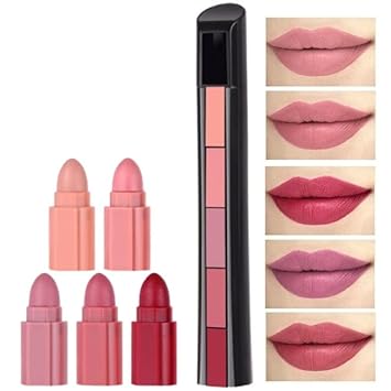 DIGIBYTE (5 in 1) Beauty Red | Nude Edition Liquid Matte Waterproof Lipstick Set, Long Lasting, Matte Finish| Non Drying Formula with Intense Color Payoff| Compact & Easy to Use