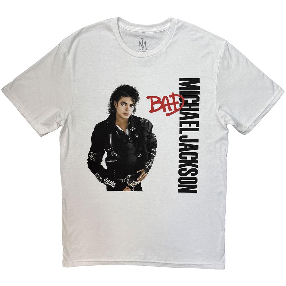 Rockoff Trade Men's Michael Jackson Bad Regular Fit Crew Neck Short Sleeve T - Shirt, White (White White), XX-Large (Manufacturer Size:XX-Large)