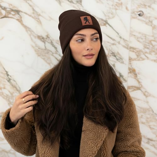 Image of Bigfoot Beanie for Men - Sasquatch Hat Winter Knit Cuffed Beanie for Women - Bigfoot Gifts for Christmas & New Year