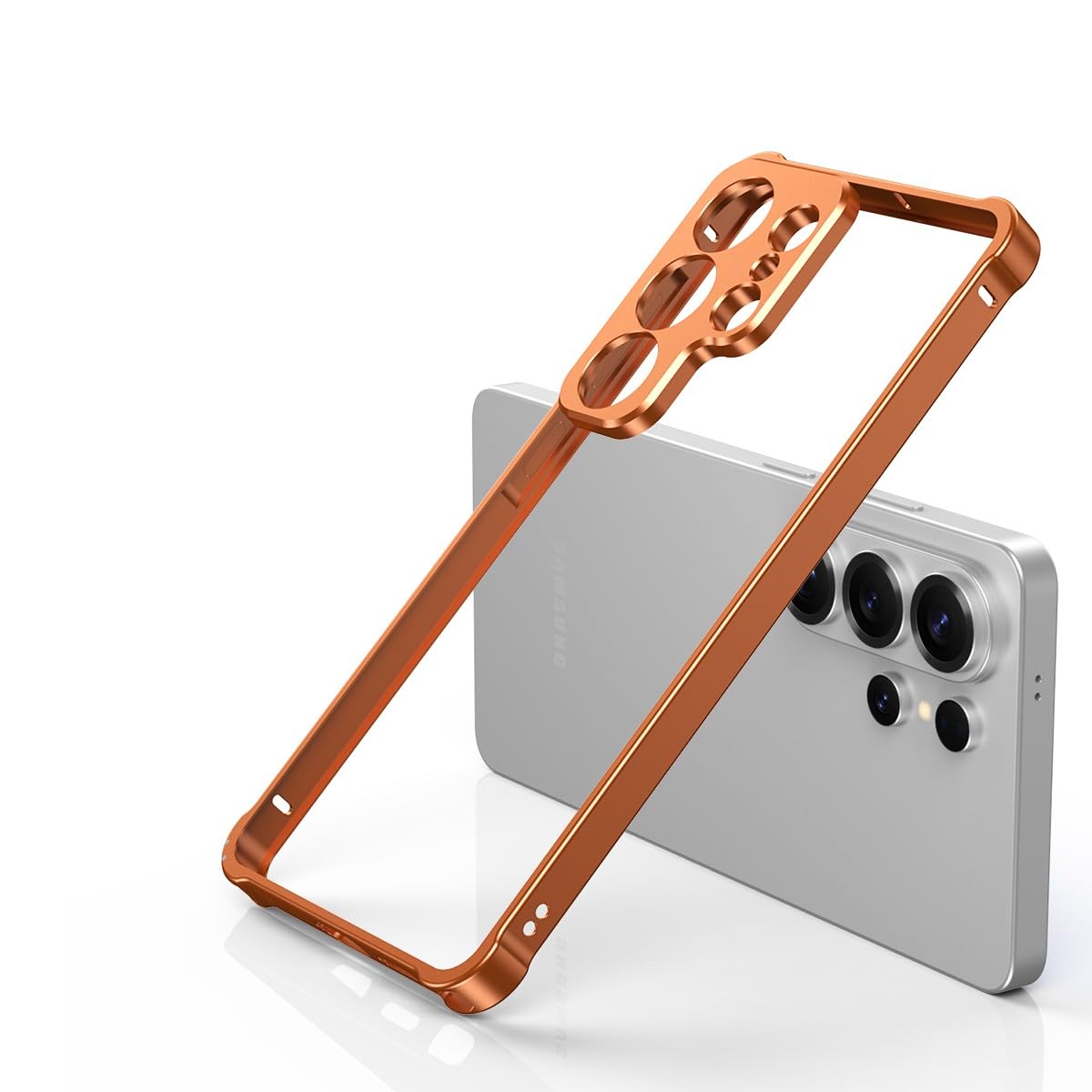 Coque Samsung S26 Plus orange antichoc en métal protégeant les objectifs - 6