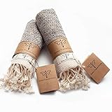 Smyrna Original Turkish Hand Towels Set of 2 | 100% Cotton, 16 x 40 Inches | Decorative Bathroom Peshtemal Towel for Hand, Face, Hair, Gym, Yoga, Tea, Dishcloth, Kitchen and Bath (Beige)