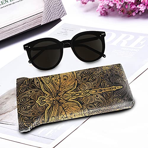 Otvee Vintage Boho Golden Dragonfly Eyeglass Pouch Microfiber Leather Squeeze Top Stylish Sunglasses Case For Women #TOP3