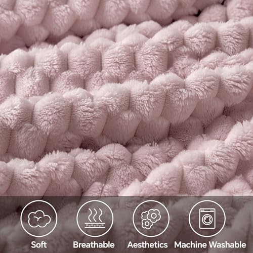 Image of BEDELITE Lotus Pink Throw Blanket for Couch, Soft Gifts for Women, 50 * 60 | 3D Jacquard Decorative Fleece Blanket, Super Soft Plush Throws, Cute Birthday Gift for Women & Men, Suitable for All Seasons