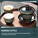 Imagen de COOLHIYA 1juego Taza de Té Estilo Chino con Tapa Cerámica Ecológica para Preparar Té Tradicional Hecho Mano Taza Sopera Vintage para Reuniones y Decoración Hogareña