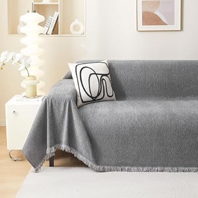 MEETSKY Couch Covers for 3 Cushion Couch Sofa Pet Friendly Sofa CoversWashable Sofa Throw Cover Sectional Sofa Slipcovers, Thick Soft Fabric Chenille Modern Style, 71" x 118", Dark Grey