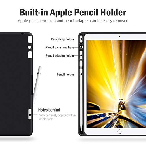 Antbox Case For Ipad Air 2/Ipad 6Th/5Th Generation(9.7'')/Pro 9.7''/Air 1 Vegan Leather Case With Apple Pencil Holder Auto Sleep/Wake Function (Black) #TOP2