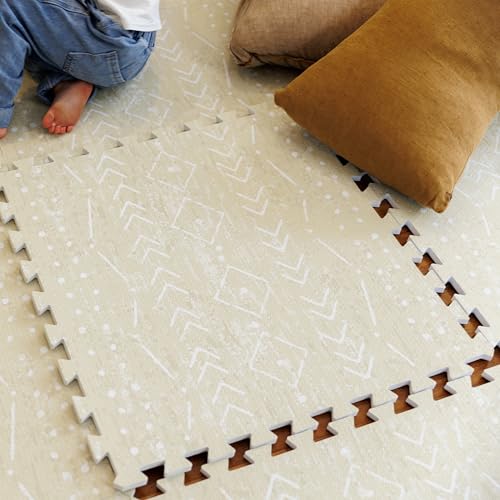 Image of Lillefolk Baby Play Mat for Floor – 4x6ft Beige | Soft Non Toxic Premium EVA Foam Tiles for Tummy Time, Crawling & Playroom – Waterproof Interlocking Floor Mat for Babies & Toddlers (6 Tiles)