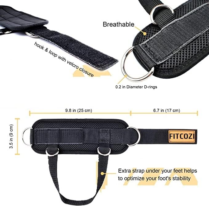 Image of Fitcozi Ankle Straps for Cable Machines,Adjustable Comfort fit Neoprene, Reinforce Double D-Ring - Premium Ankle Cuffs to Improve Abdominal Muscles, Lift The Butts, Tone The Legs for Men & Women