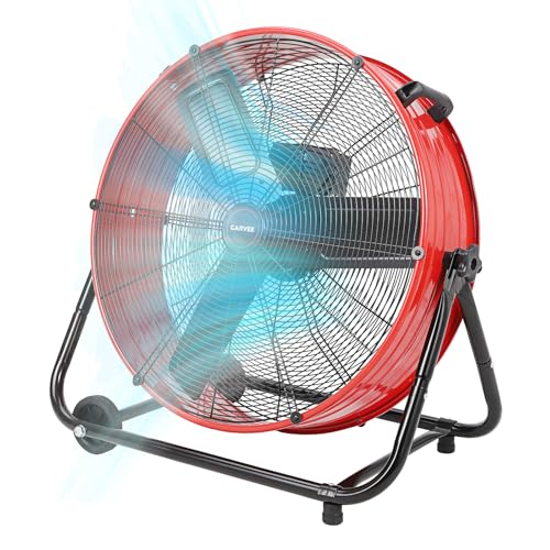 Garvee Industrial Floor Fan 24 in, Heavy Duty Drum Fan with Adjustable 3 Speed 4800-8800 CFM Cooling, Metal Blades & 360° Rotation for Industrial Commercial Space, Garage, Warehouse, Workshop by Garvee - Used condition - US$84.24