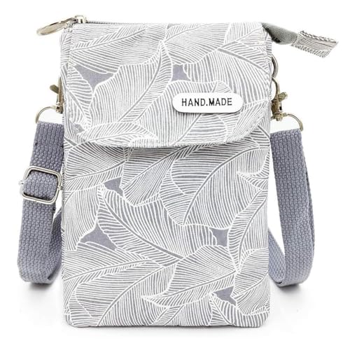 Ritte Pochette Portable Bandoulière Femme, Sac Téléphone Portable, Toile Petit Sac à Bandoulière, Mini Multifonctionnel Sacoche, pour Voyages, Shopping,...