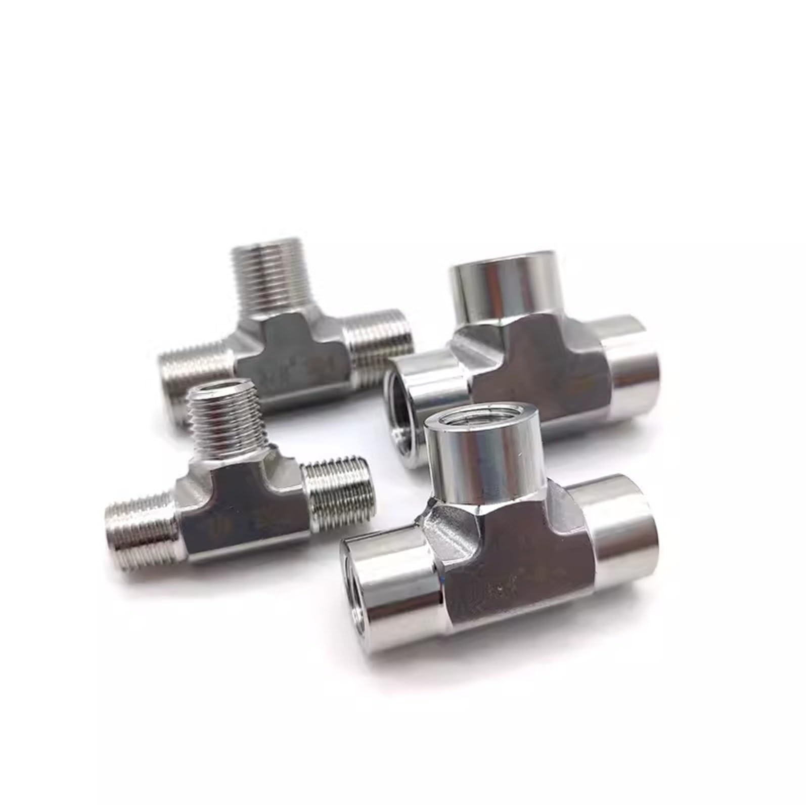Raccordo a T filettato maschio BSPP NPT femmina a 3 vie in acciaio inox 304 316 ad alta pressione (316 BSPT1I4 maschio)